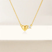 Sterling Silver Heart Diamond Necklace – Gold-Plated Minimalist Jewelry for Women