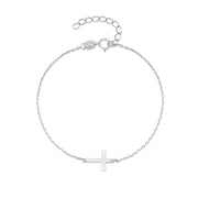 Fine Jewelry 925 Sterling Silver Friendship Bracelet with Minimalist Cross