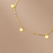 925 Sterling Silver Minimalist Plain Round Disc Gold-Plated Anklet