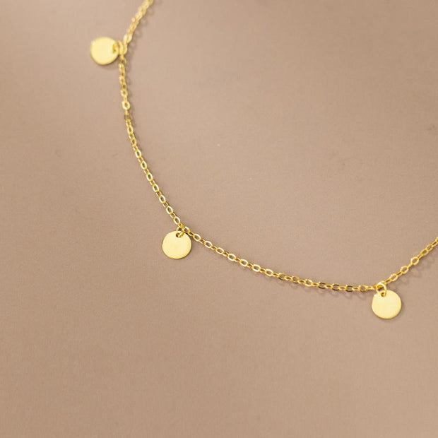 925 Sterling Silver Minimalist Plain Round Disc Gold-Plated Anklet