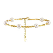 Gold and Pearl Chain Bracelet – 925 Sterling Silver Luxury Pearl Jewelry