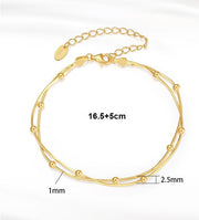 925 Sterling Silver Double-Layer Beaded Chain Bracelet