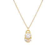 Chic Vision: 925 Solid Zircon Gold Plated Geometric Eye Shape Necklace