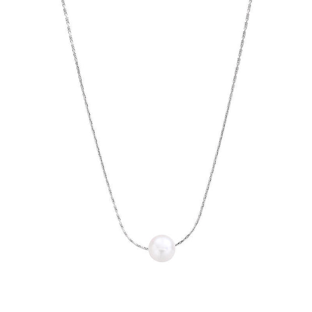 Sterling Silver Pearl Necklace Jewelry – 925 Sterling Silver Gold Plated Chain with Pearl Pendant