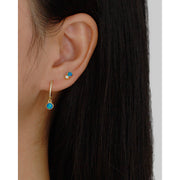 Sterling Silver Hoop Earrings with White Opal – High-Quality Gold-Plated Design