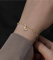 925 Sterling Silver Butterfly Bracelet for Women – 18K Gold-Plated Chain