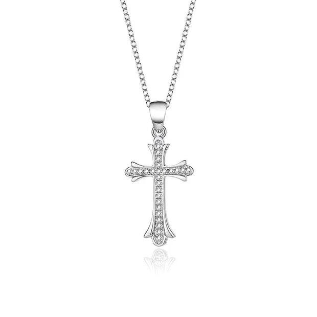 925 Silver Cross Pendant Necklace for Women