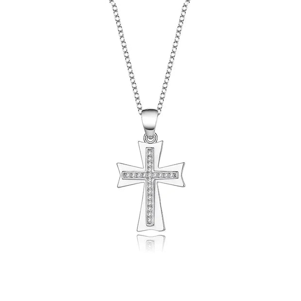 925 Silver Cross Pendant Necklace for Women