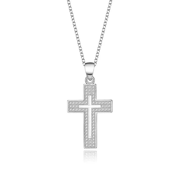 925 Silver Cross Pendant Necklace for Women