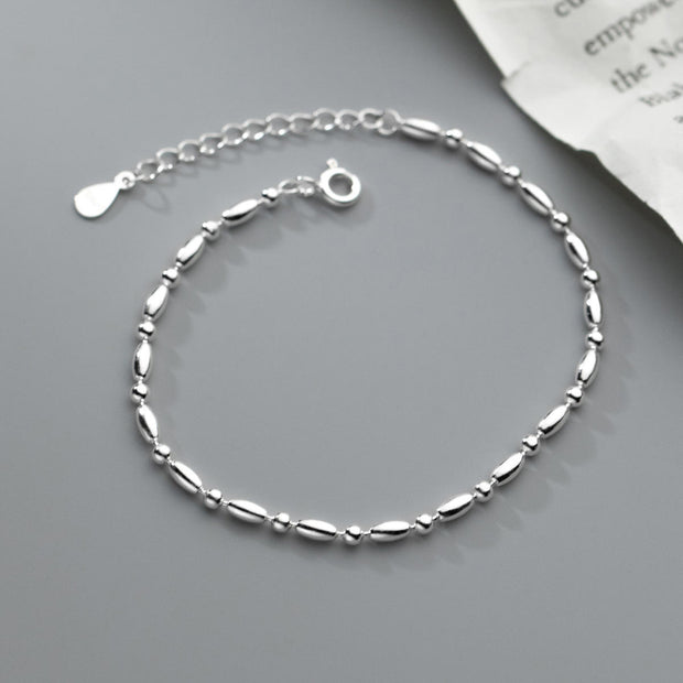 Elegant 925 Sterling Silver Round Bean Bead Bracelet for Women